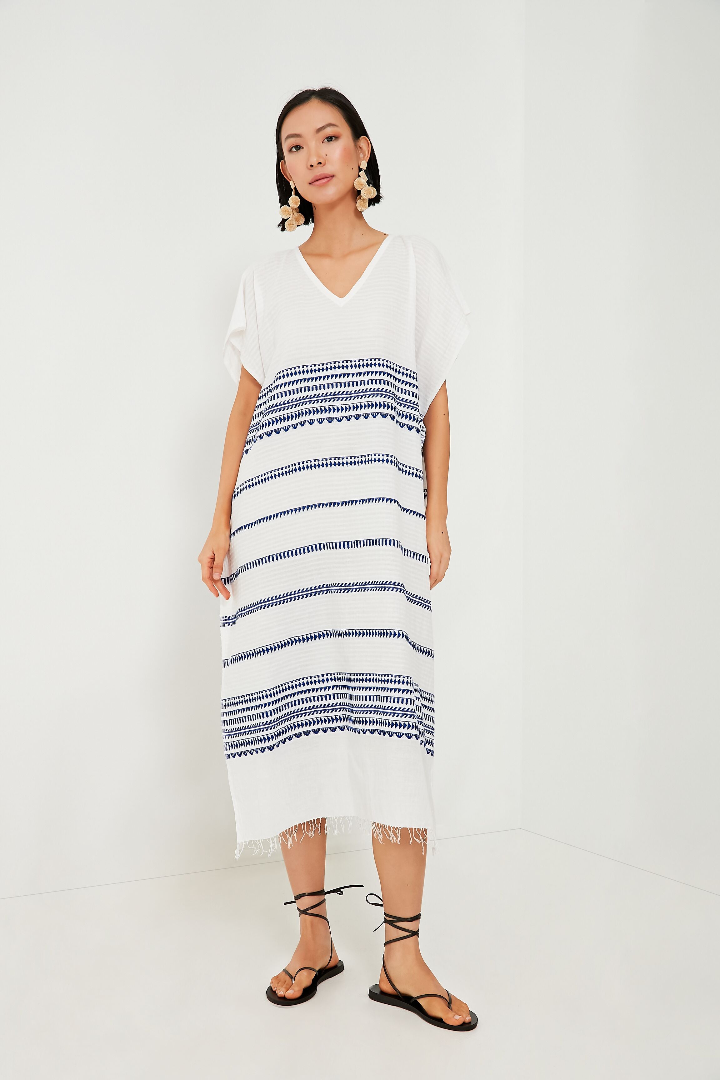 Blue Yani Classic Caftan Dress - Flowy Boho Maxi Dress for Women | Beach Cover Up, Poolside Lounge, Summer Vacation Outfit