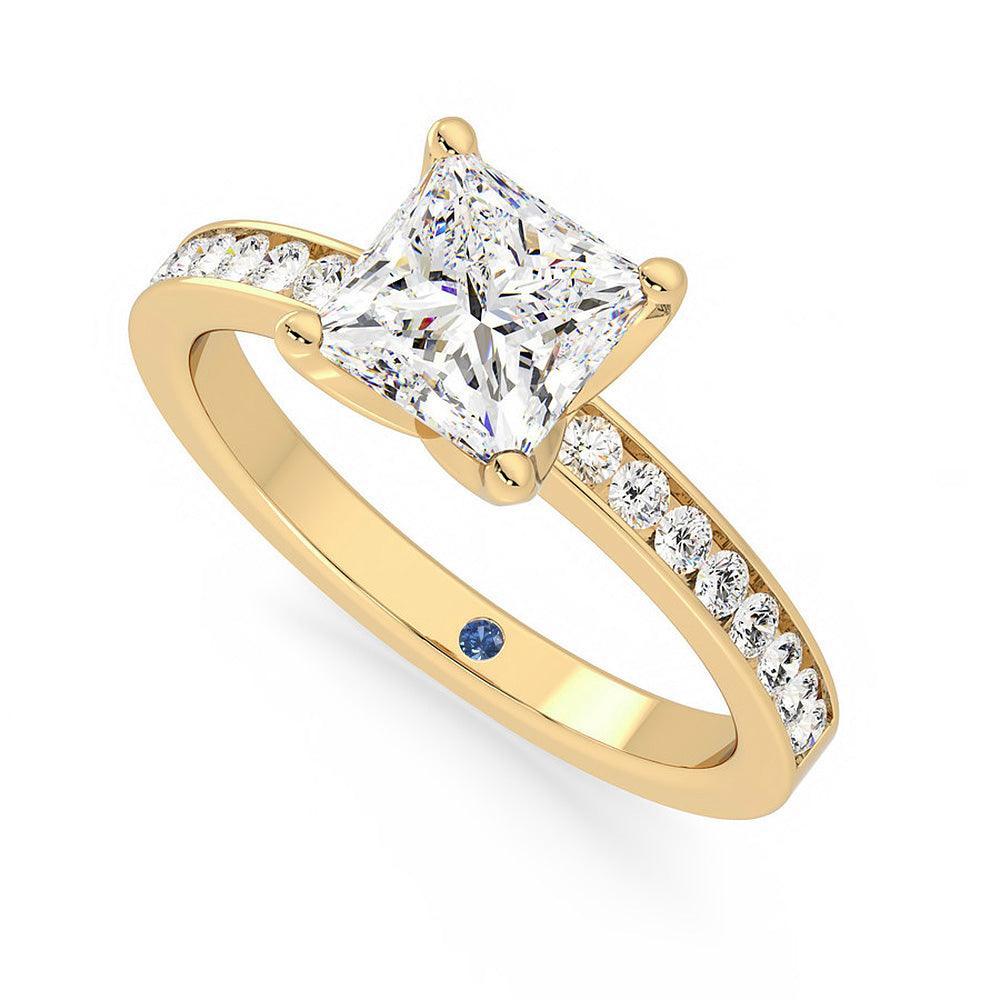 1.5ct Princess Cut Moissanite Engagement Ring for Women - 14K White Gold Hidden Anniversary Stone & Channel Set Side Stones - Perfect for Proposals, Anniversaries, and Special Occasions