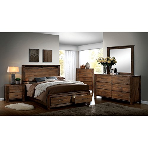 Elkton Traditional Oak Finish Queen Size 6-Piece Bedroom Set - Classic Wood Bedroom Furniture for Master Suite, Guest Room & Home Decor | Includes Bed, Nightstands & Dresser