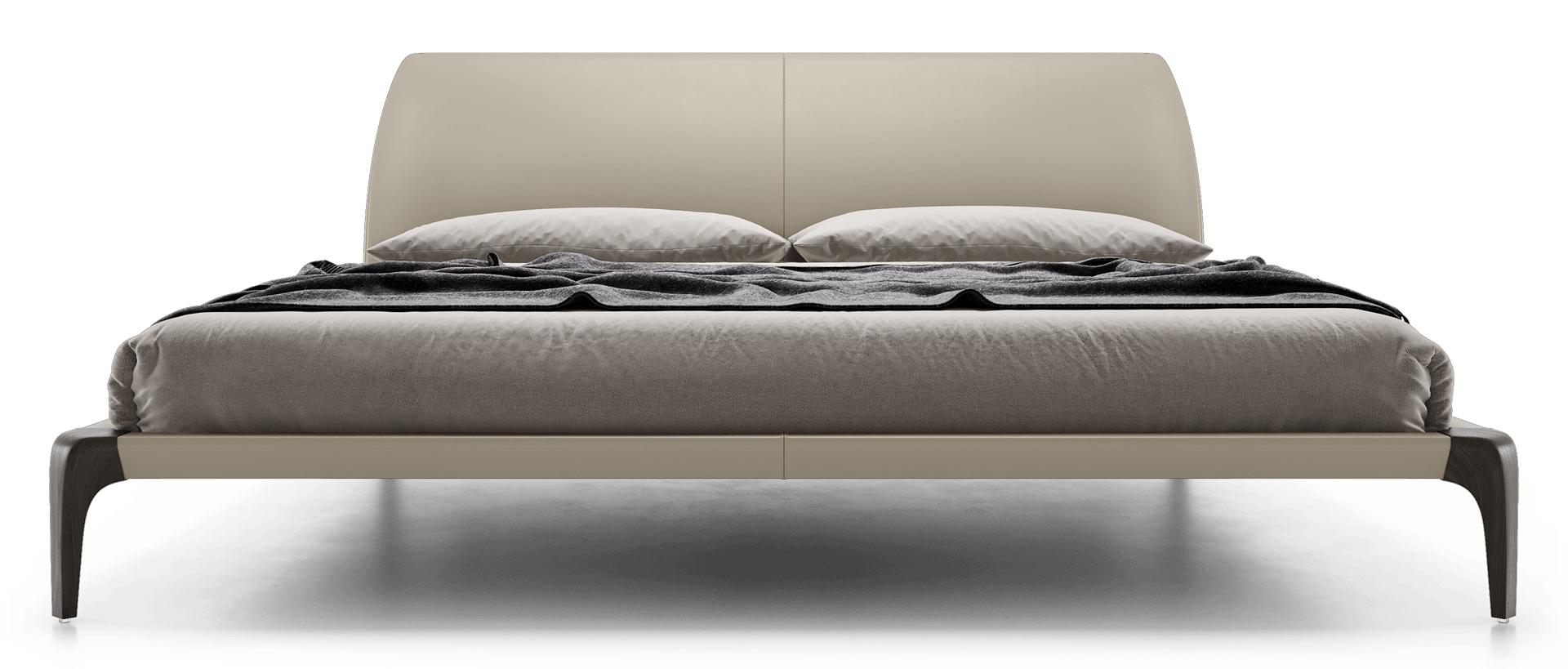 Vanderbilt Bed Frame in Truffle Beige Eco Leather & Seared Ash - Queen & King Size - Luxury Modern Bedroom Furniture for Master Suite or Guest Room