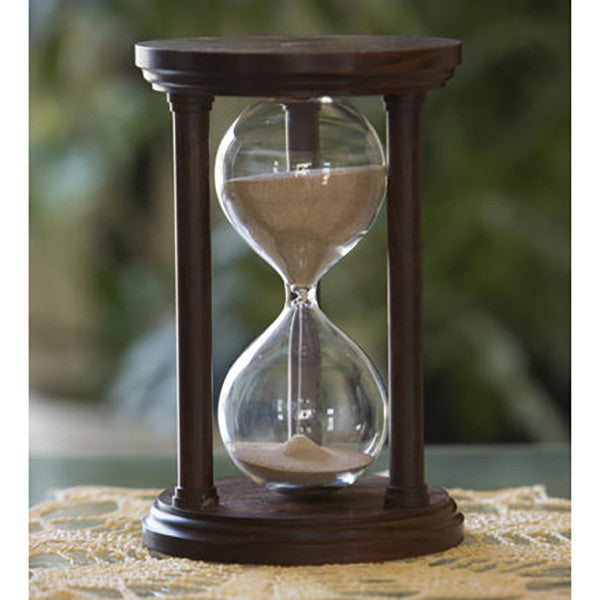 Premium Solid Granadillo Wood Hourglass with Smooth Spindles - 30-Minute Sand Timer for Home Office Decor, Meditation & Vintage Style Gifts