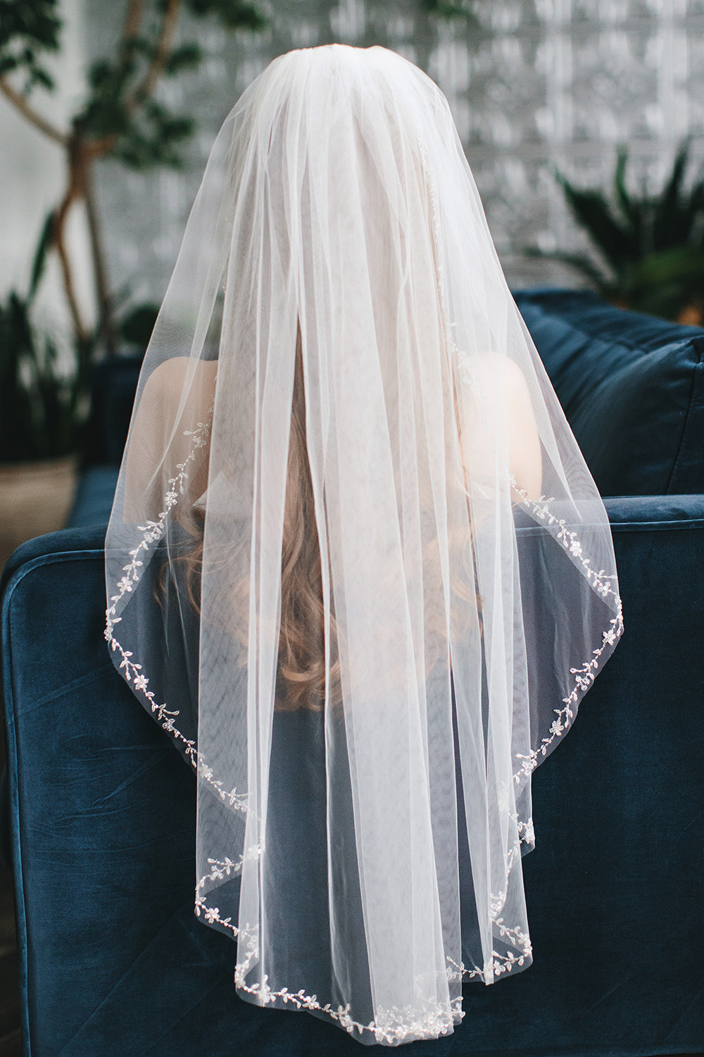 Elegant Floral Vine & Leaf Edge Veil - Perfect for Weddings, Bridal Accessories & Boho Photoshoots