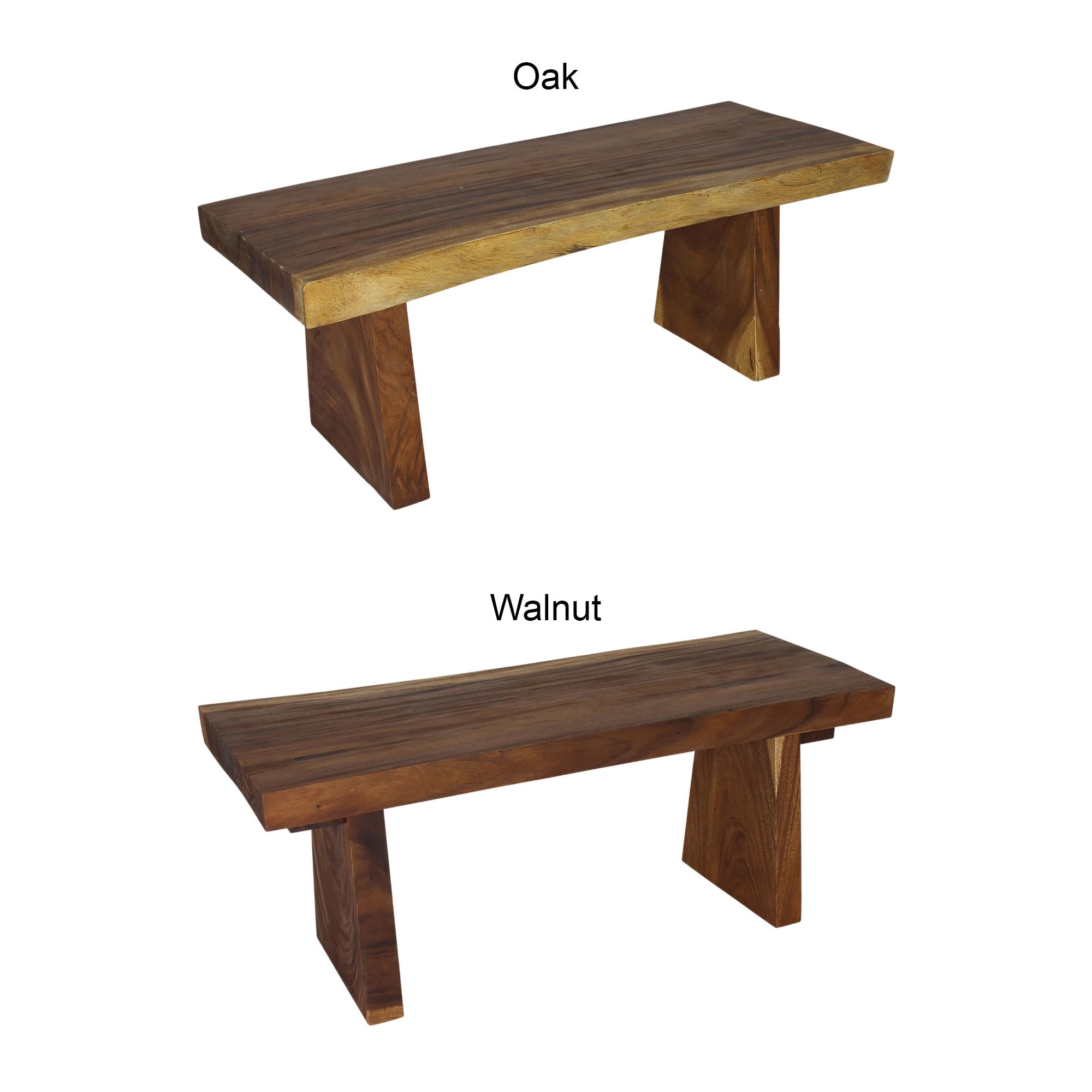 Haussmann® 48 Inch Solid Wood Natural Edge Bench - Walnut Oil Finish, 48
