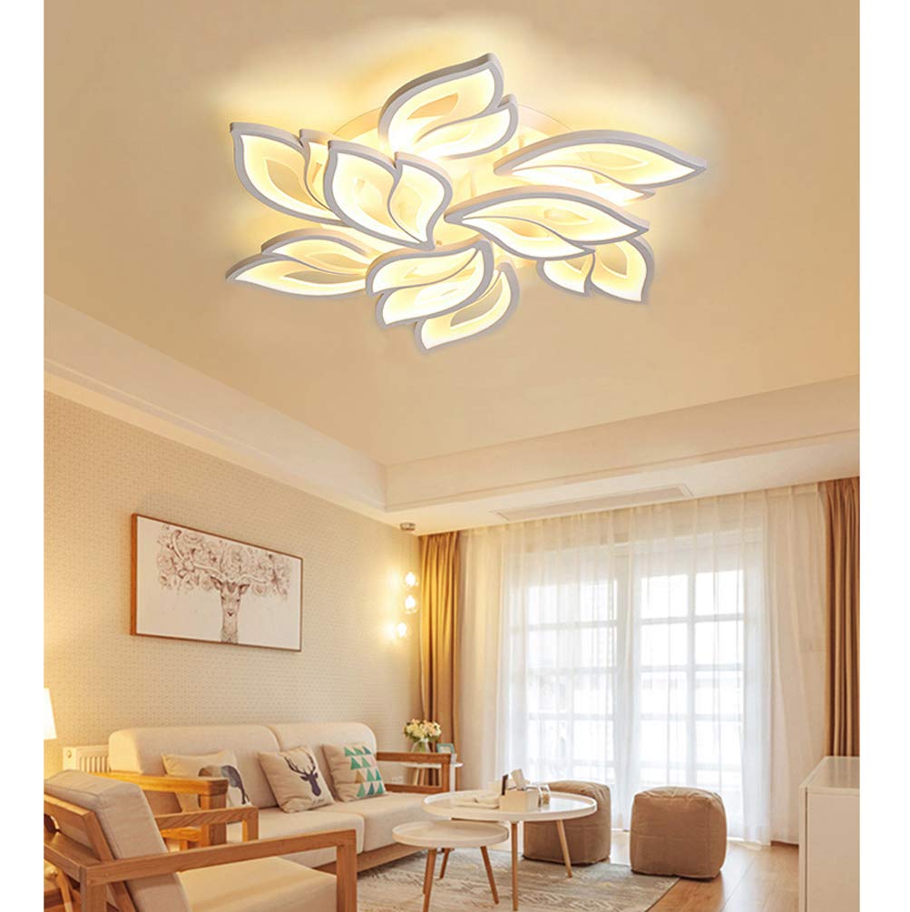 Modern LED Flush Mount Ceiling Light with Remote Control - Dimmable Flower Design Chandelier for Bedroom, Kitchen Island, Living Room & Dining Room | Energy Saving Home Decor Lighting Fixture for Indoor Use