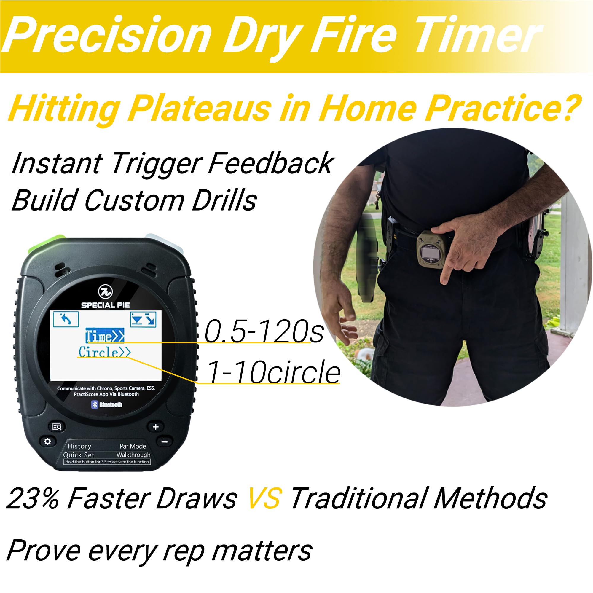 Competition Shooting Timer with Belt Clip - IPSC, USPSA, APSC, IDPA Approved - Precision Shot Timer for Firearm Training & Tactical Drills - Perfect for Range Practice, Competitive Shooting & Self-Defense Training