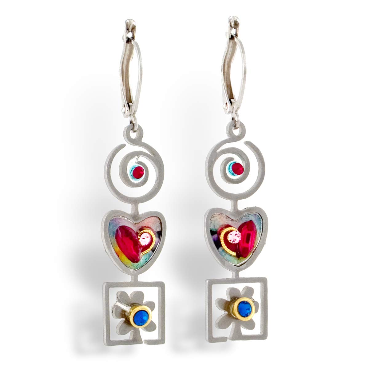 Seeka Heart, Spiral and Flower Earrings - E0207 | Dainty Boho Jewelry for Women | Perfect for Date Night, Weddings & Everyday Wear