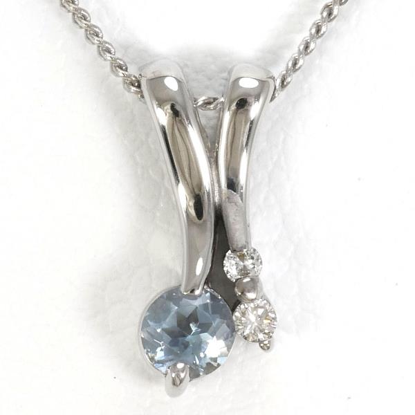 18K White Gold Blue Topaz Diamond Necklace for Women - Elegant Pendant Jewelry Gift for Anniversary, Birthday & Special Occasions