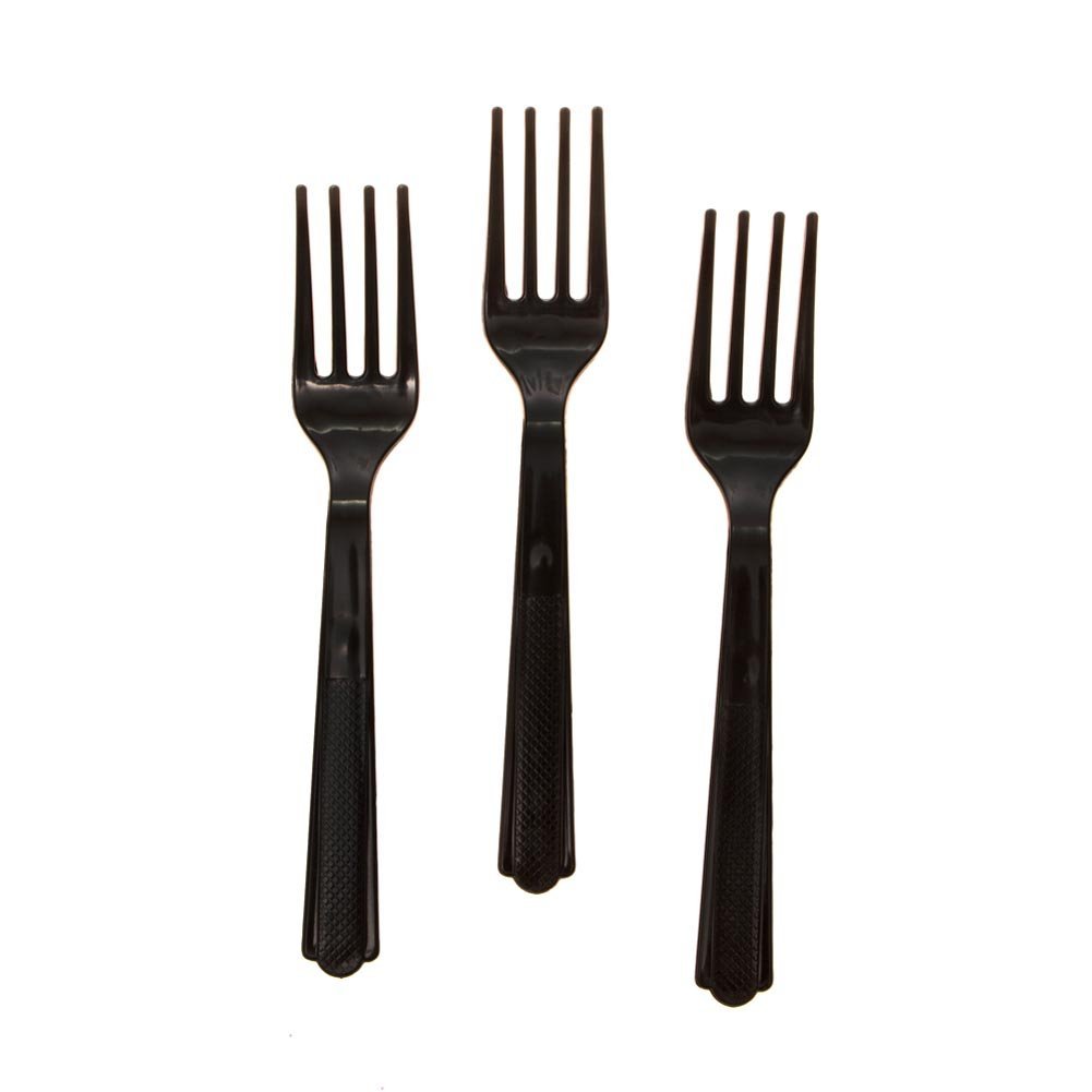 Unique Industries Black Plastic Forks - 18 Count Disposable Cutlery Set for Parties, Picnics & Outdoor Dining | Durable Dinnerware & Kitchen Accessories