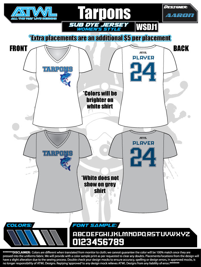 Tarpons Women's Sublimated Dye Swimwear - High-Performance Swimsuits for Swimming, Surfing & Beach Activities