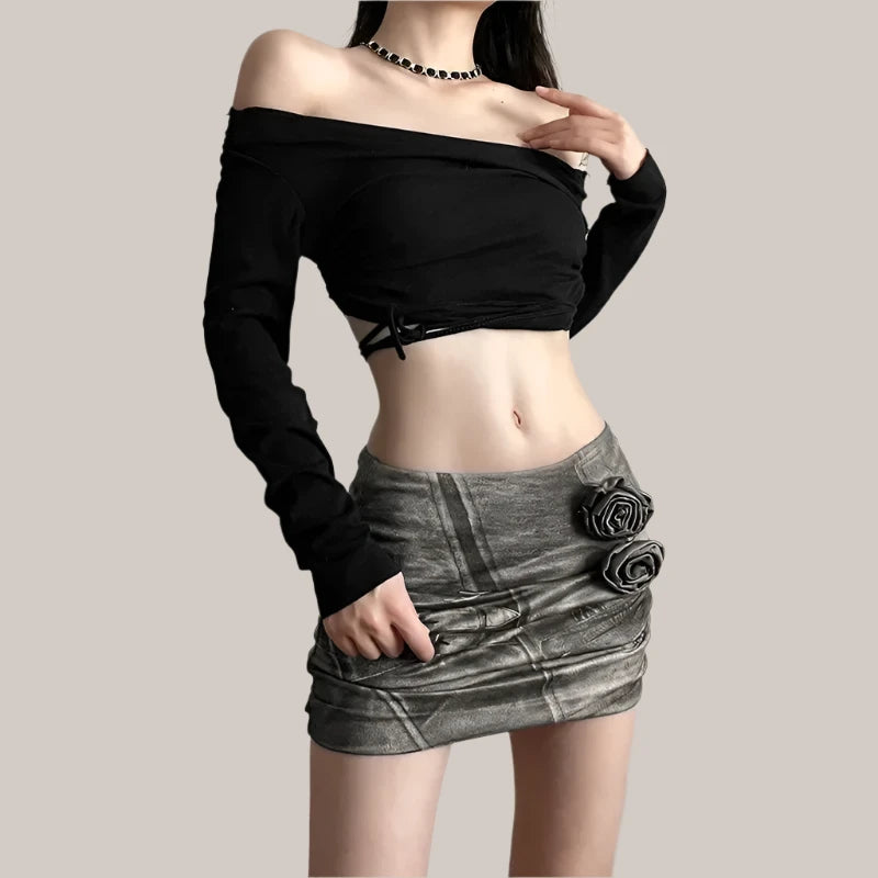 3D Floral Appliques Mini Skirts for Women - Sexy Micro Skirt Y2K Harajuku Fashion Streetwear | Perfect for Parties, Clubbing, and Summer Outfits