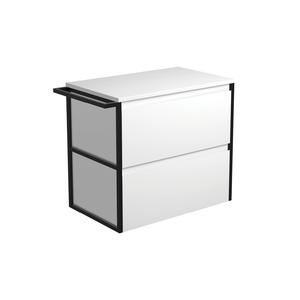 Fienza 75BWFT Amato 750 Wall Mounted Bathroom Cabinet with Towel Rail - Satin White Finish for Modern Bathroom Storage & Organization - Perfect for Small Spaces, Powder Rooms & Vanity Areas