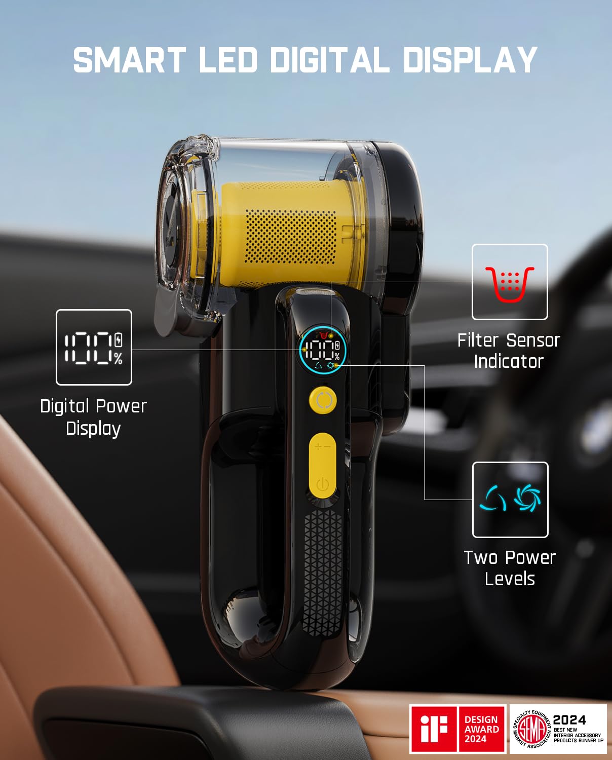 Fanttik Fold V10 Apex Pivot Cordless Car Vacuum Cleaner - 17000Pa Strong Suction Handheld Vacuum with Smart LED Display, Flexible Hose & Pet Brush - Portable for Car, Home, Pet Hair Cleaning (Perfect for Car Detailing, Home Upholstery & Pet Grooming)