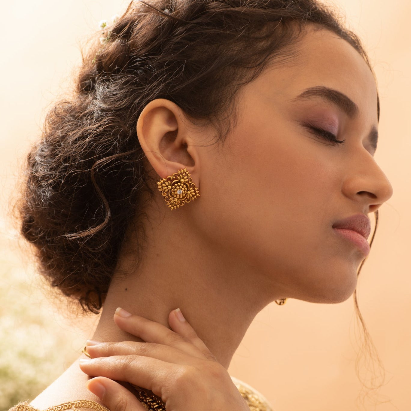 Aastha Antique Stud Earrings for Women - Vintage Style Jewelry - Perfect for Parties, Weddings & Everyday Wear