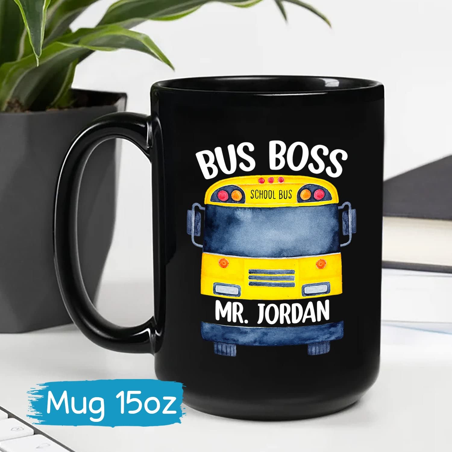 Personalized School Bus Driver Coffee Mug - Funny Custom Bus Boss Mug Gift for Men & Women - 11oz & 15oz Ceramic Cup - Perfect for Teachers, Transportation Workers & Coffee Lovers at School or Work