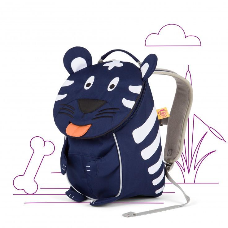 Affenzahn Small Toni the Blue Tiger Backpack for Kids - Durable & Lightweight School Bag for Boys & Girls - Perfect for Preschool, Daycare & Outdoor Adventures