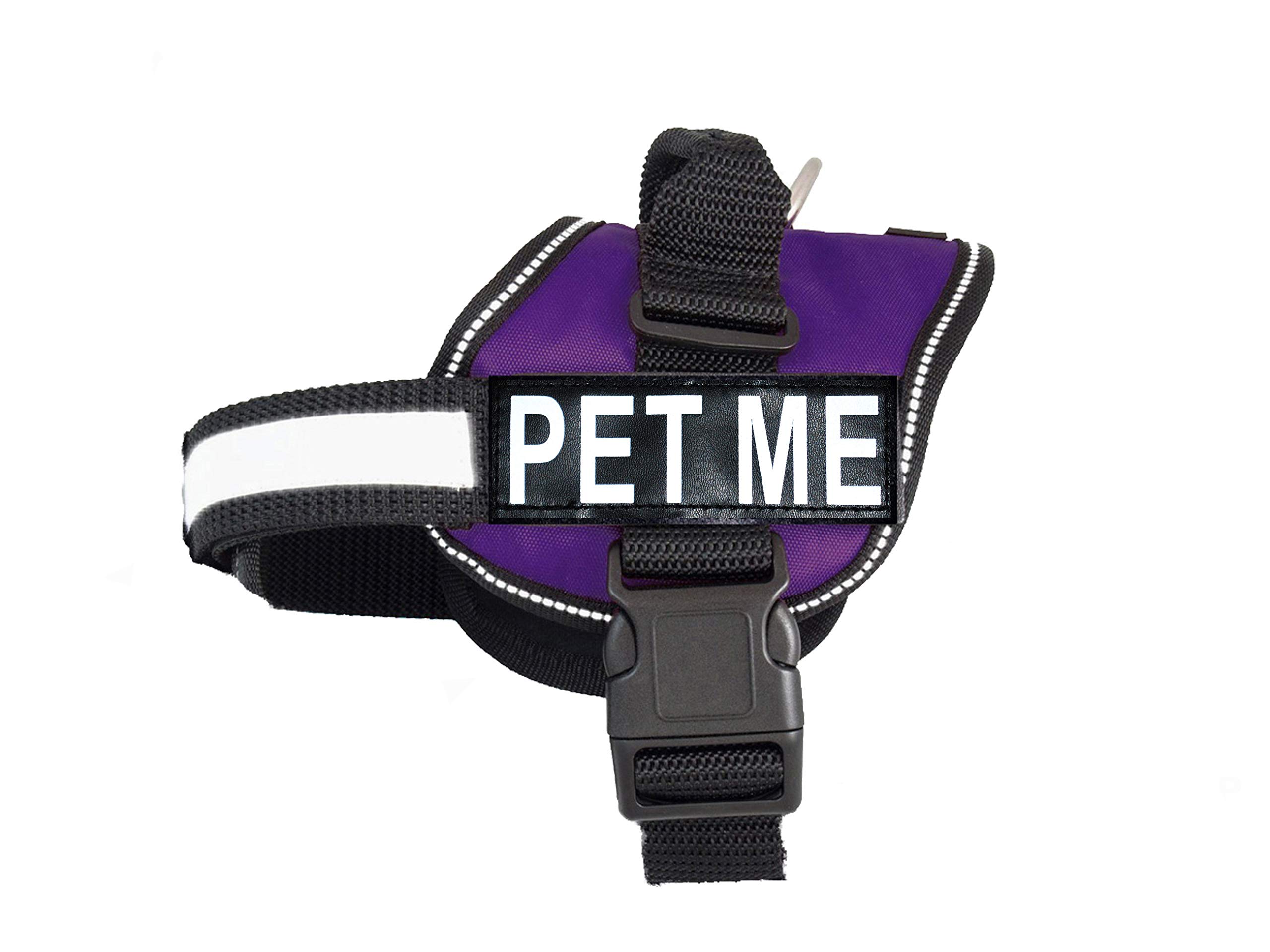 Doggie Stylz Adjustable Dog Harness with Removable Patches & Reflective Trim - Includes 2 PET ME Reflective Hook & Loop Patches (24-31