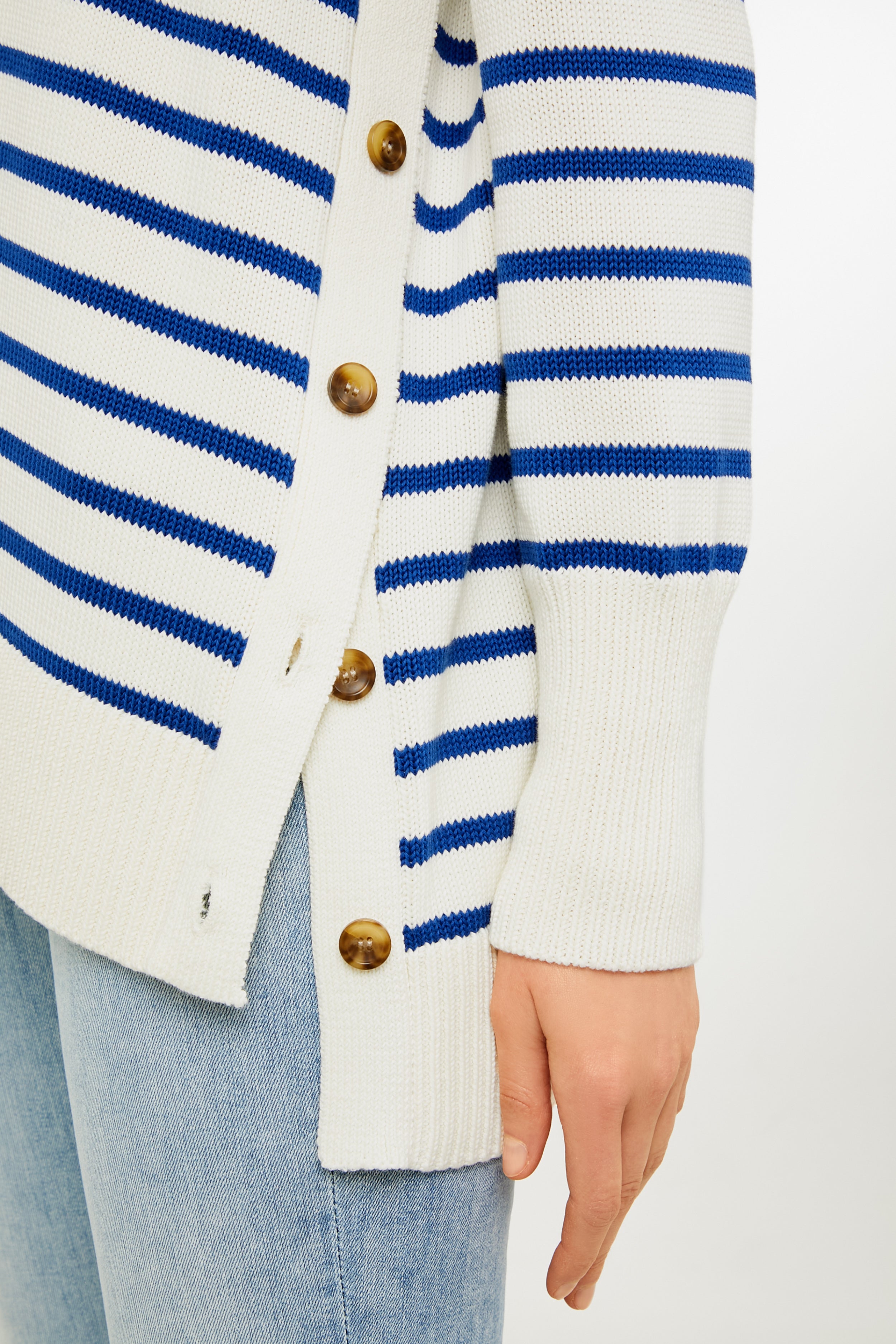 Blue Stripe Bar Harbor Sweater for Women - Cozy Knit Pullover for Fall & Winter - Perfect for Casual Outings & Layering