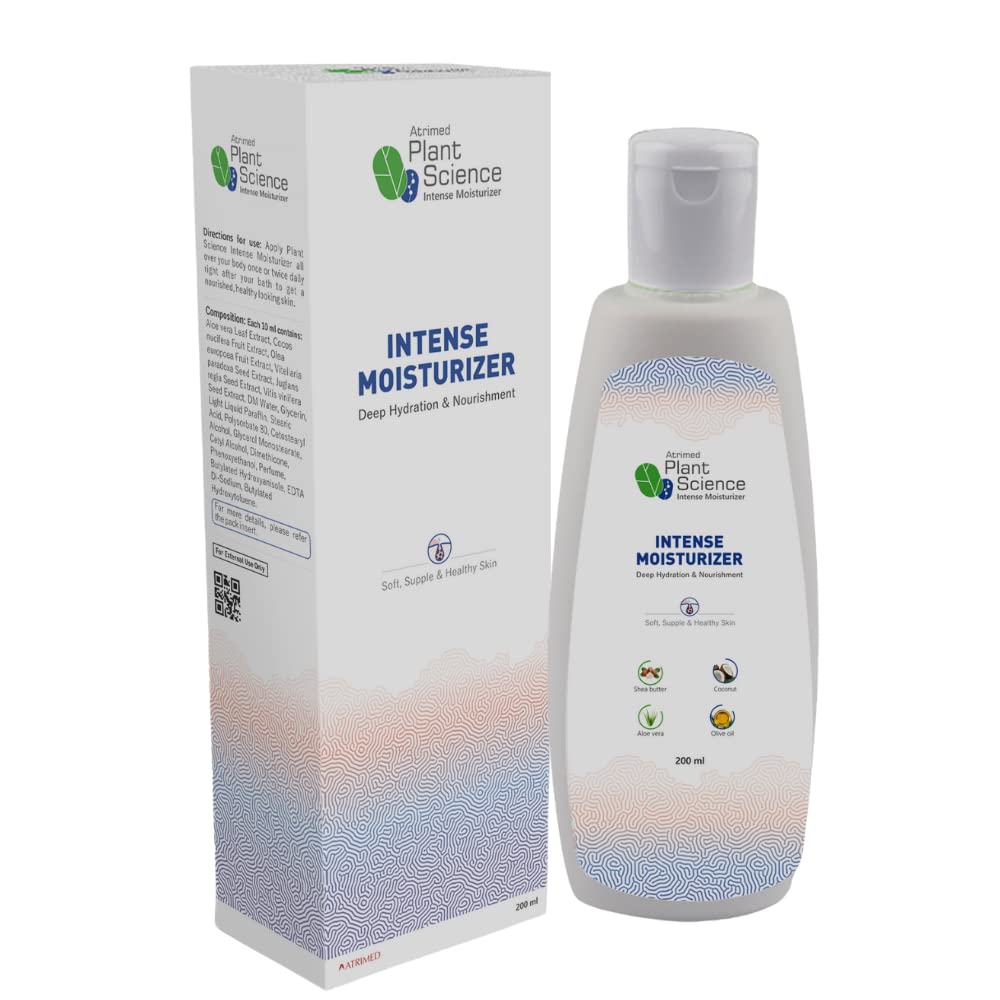 Atrimed Plant Science Intense Moisturizer Cream - 200ml with Shea Butter, Coconut Oil, Aloe Vera & Olive Oil for Soft, Supple & Healthy Skin - Daily Hydration for Dry, Sensitive Skin & Anti-Aging Care