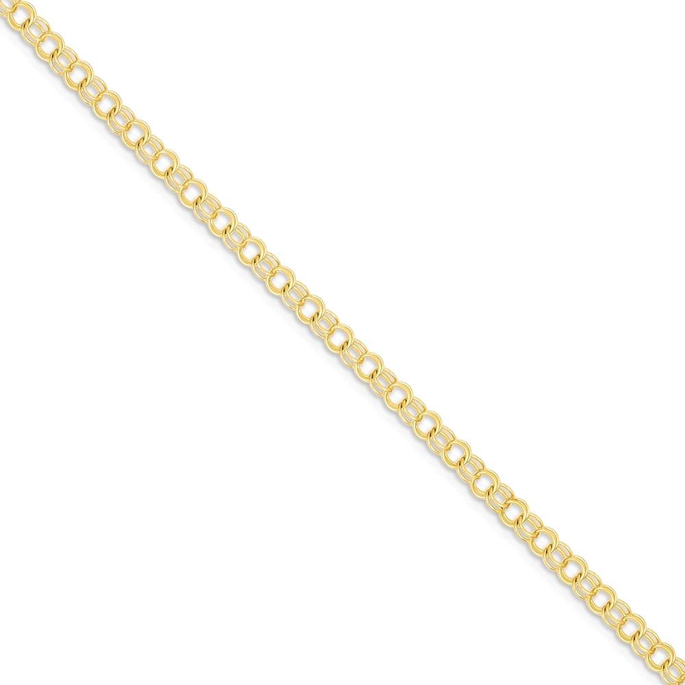 14K Solid Yellow Gold 3mm Double Link Chain Charm Bracelet for Women - Elegant Layering Jewelry for Everyday Wear & Special Occasions | IceCarats