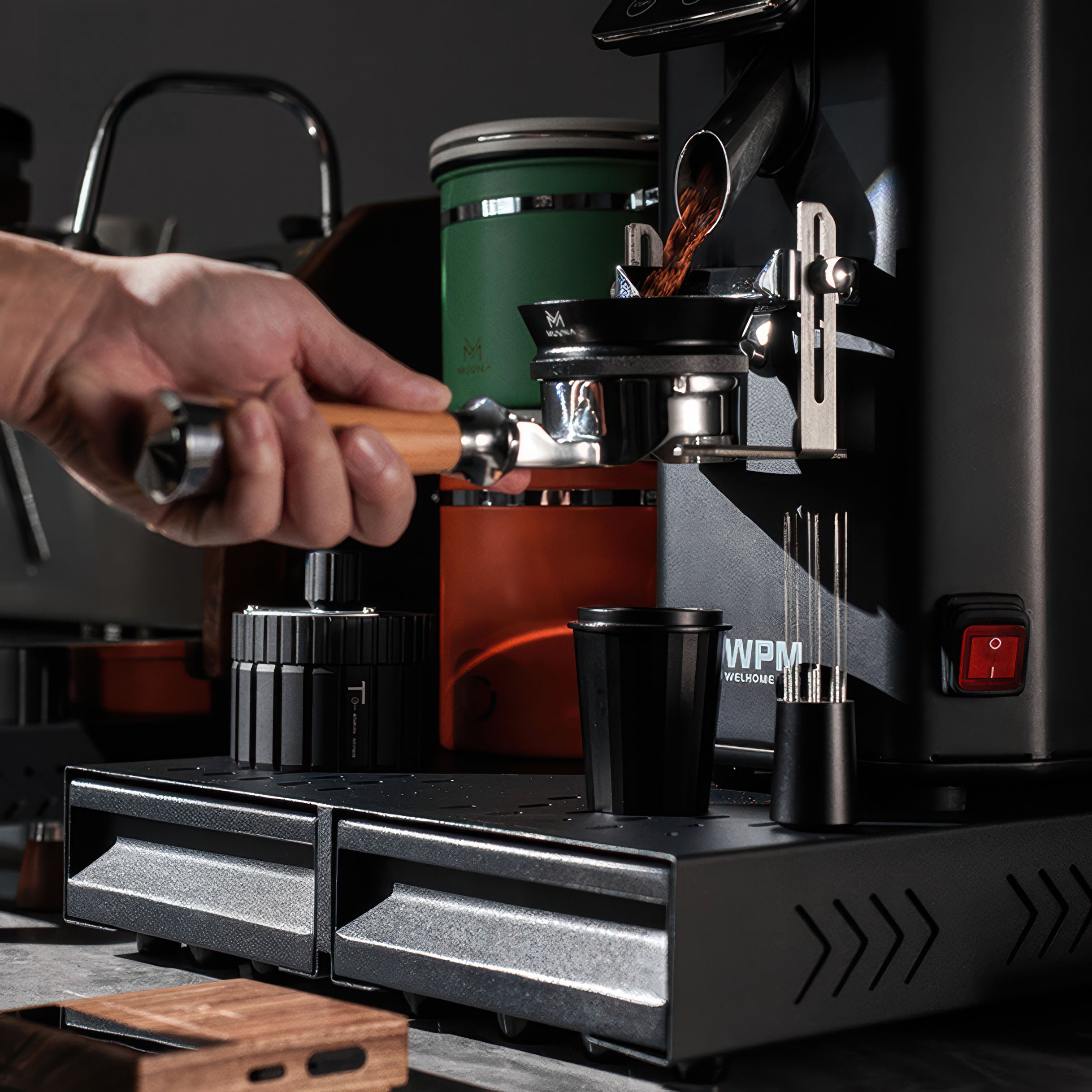 Professional Barista Double Knock Box Drawer - Espresso Grounds Knockout Container for Coffee Shops & Home Brewing | Compact & Durable Coffee Accessory for Baristas & Enthusiasts