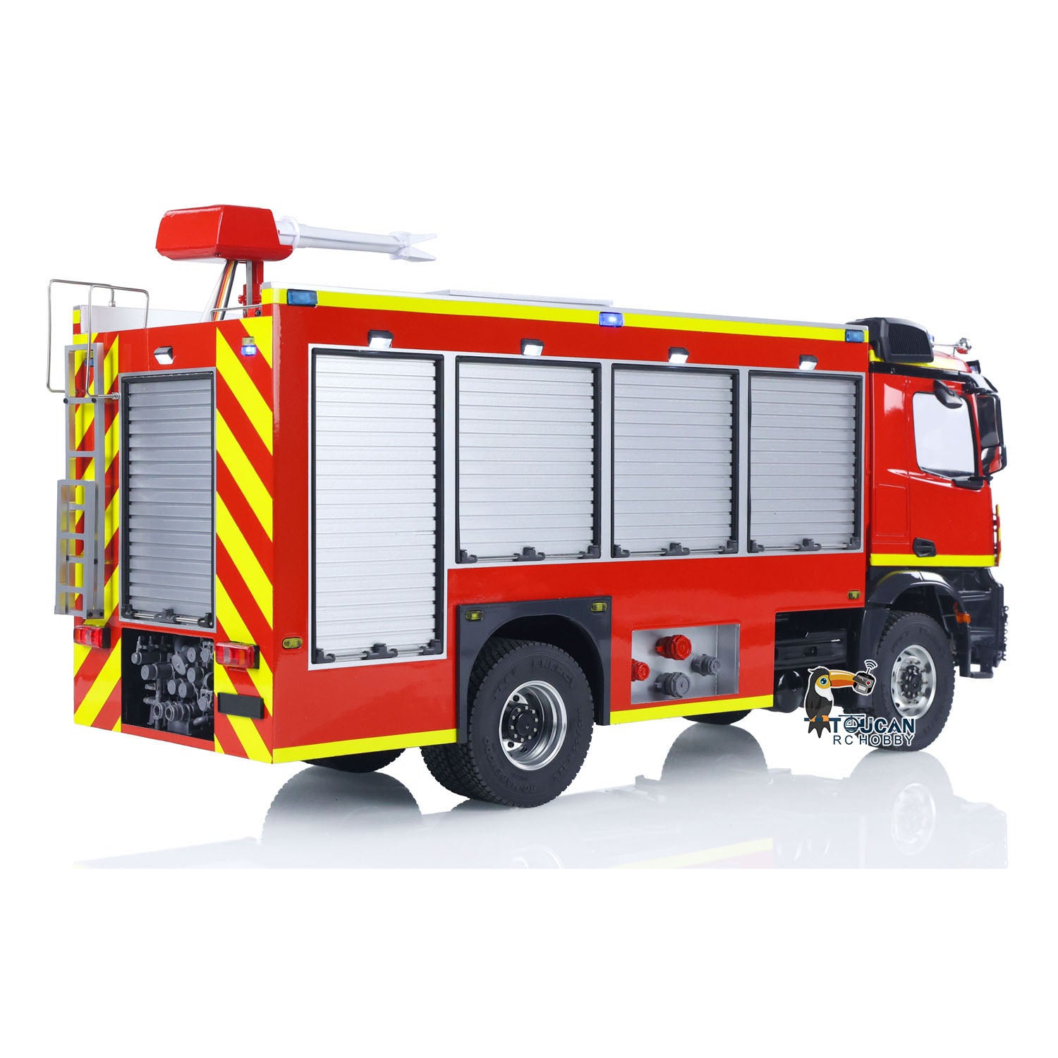 1/14 Scale RTR Electric RC Car 4X4 Off-Road with Metal Axles, 2-Speed Gearbox, Fire Fighting Vehicle, Flysky i6S Radio, LED Lights & Sound Effects - Perfect for Indoor/Outdoor Racing, Off-Road Adventures, and Firefighter Role Play