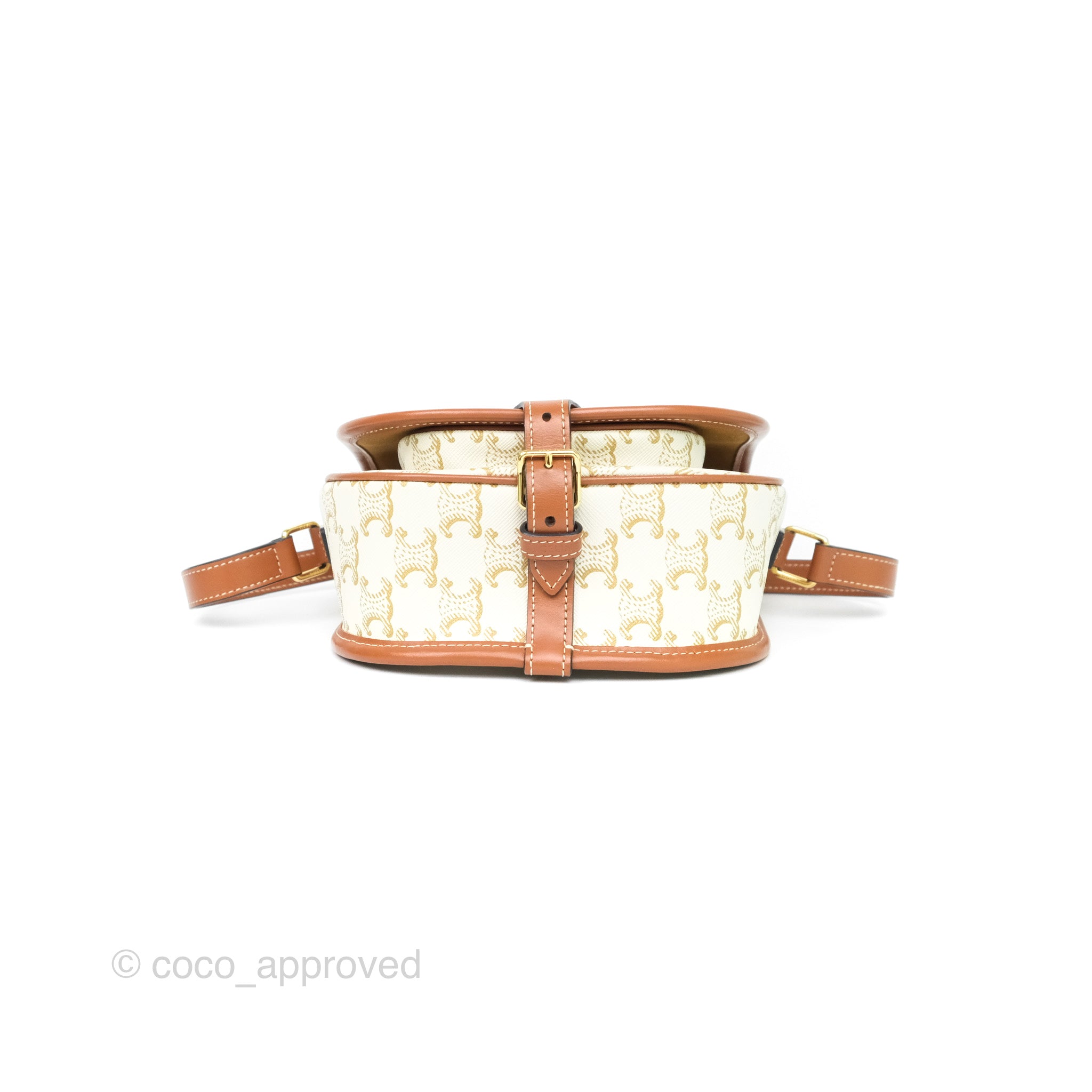 Celine Medium Triomphe Canvas Folco Bag in White - Luxury Handbag for Women, Perfect for Work, Travel & Everyday Use