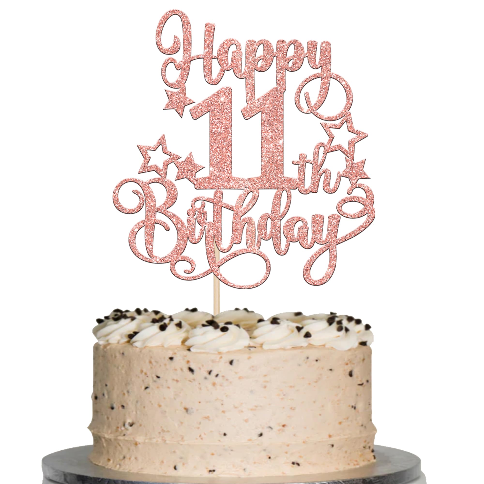 11th Birthday Cake Topper - Glitter 'Cheers to 11 Years' Cake Decoration for Happy 11th Birthday Party Supplies (Rose Gold) | Perfect for Birthday Cakes, Cupcakes, and Anniversary Celebrations