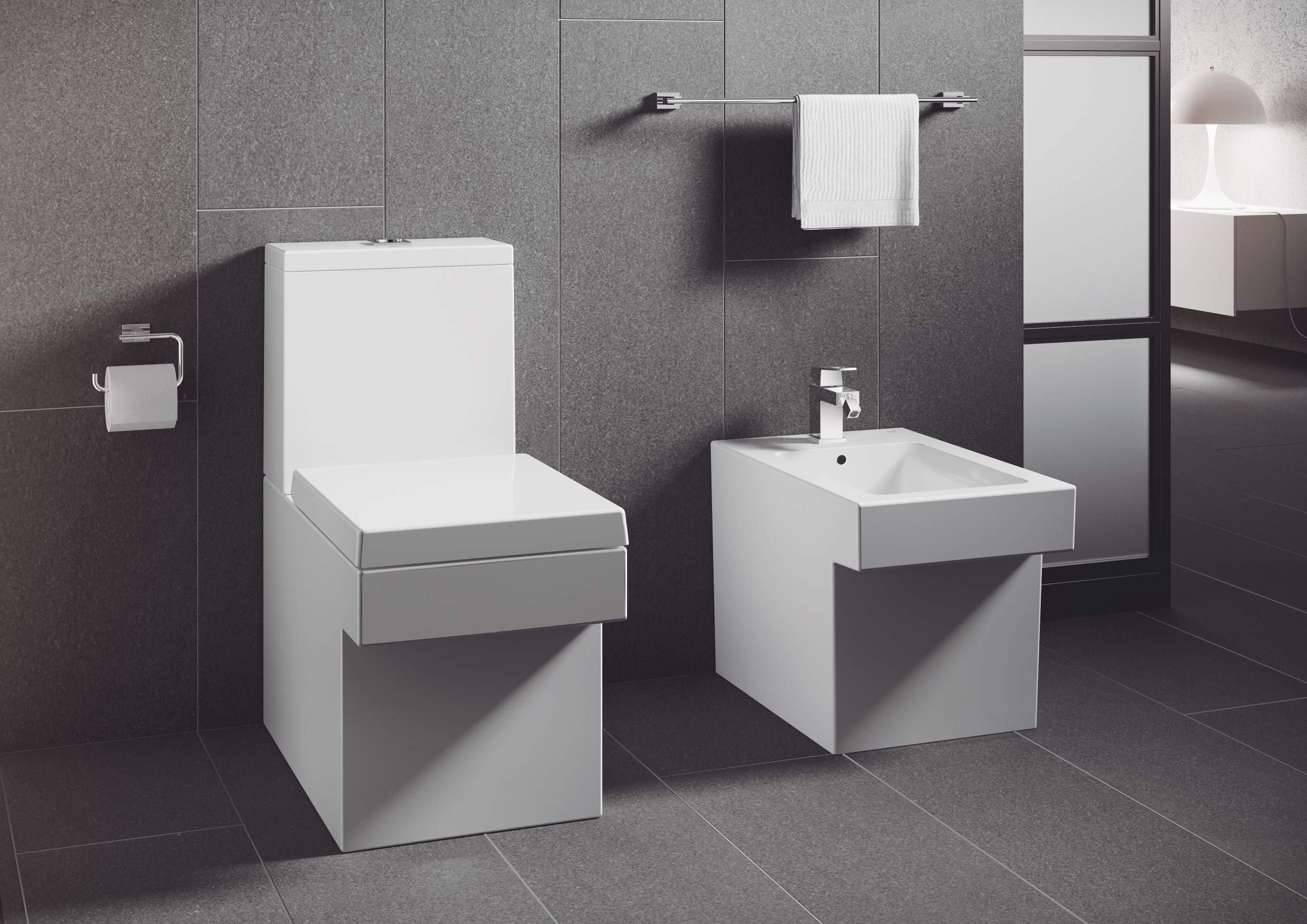 Grohe 40507001 Essentials Cube Toilet Paper Holder - StarLight Chrome Finish | Modern Bathroom Tissue Dispenser for Home & Commercial Use