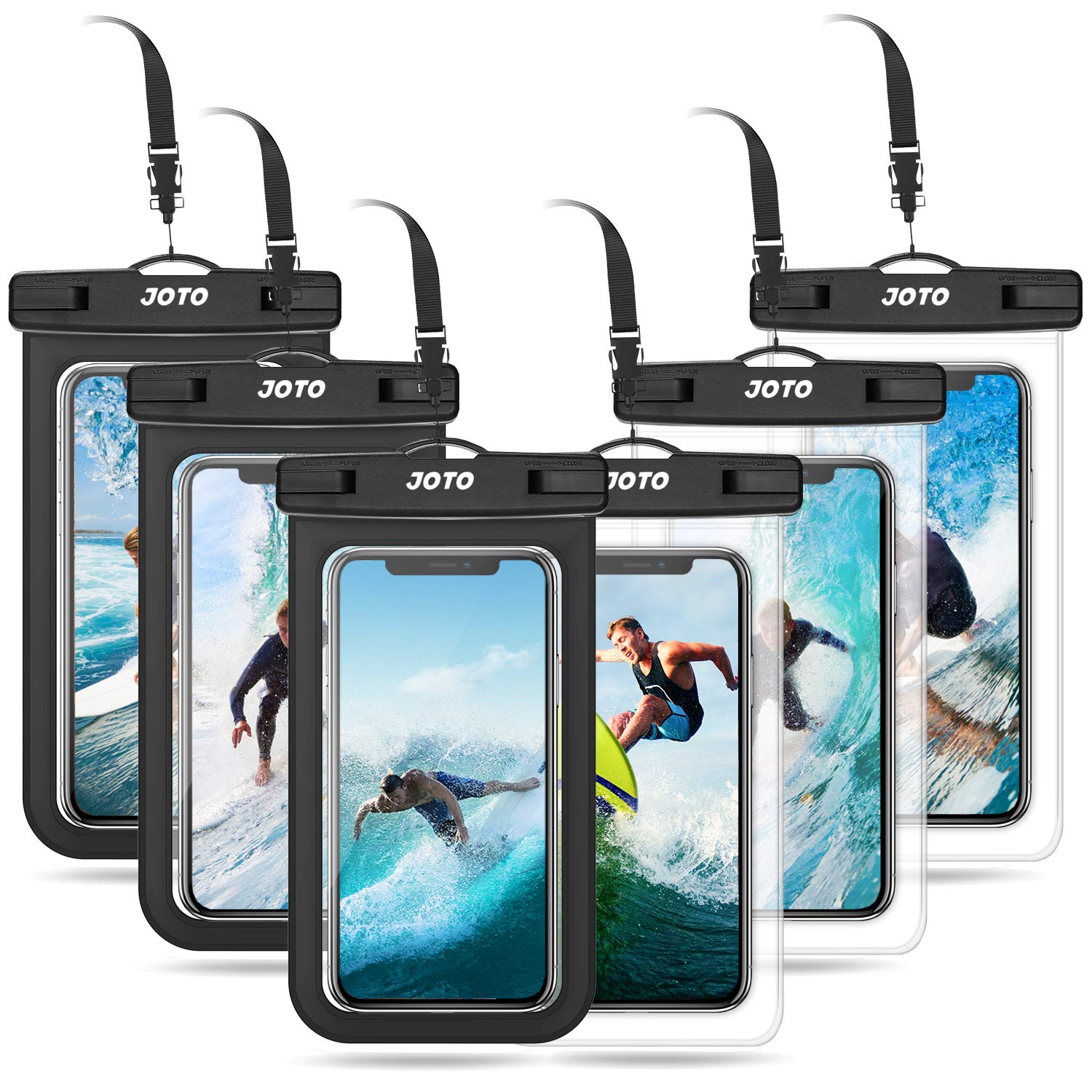 JOTO 6 Pack Waterproof Phone Pouch IPX8 - Universal Underwater Phone Case Dry Bag for iPhone 16/15/14/13 Pro Max, Samsung Galaxy S24/S23/S22/Note, Google Pixel (Fits Up to 7.0