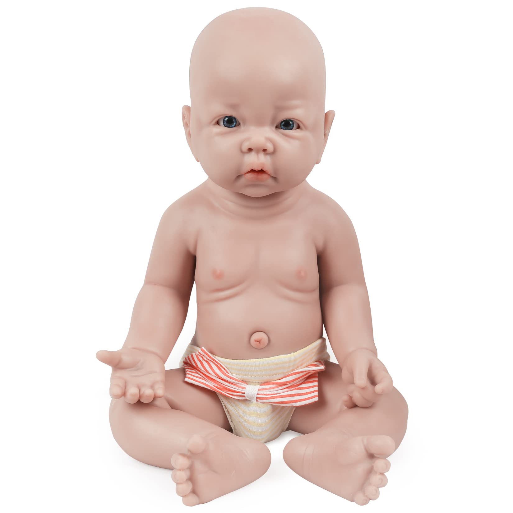 Vollence 17 Inch Ultra Realistic Full Silicone Reborn Baby Doll - Lifelike Boy with Open Eyes, Premium Soft Touch Material | Perfect for Collectors, Photography Props, Therapy, and Gift Giving
