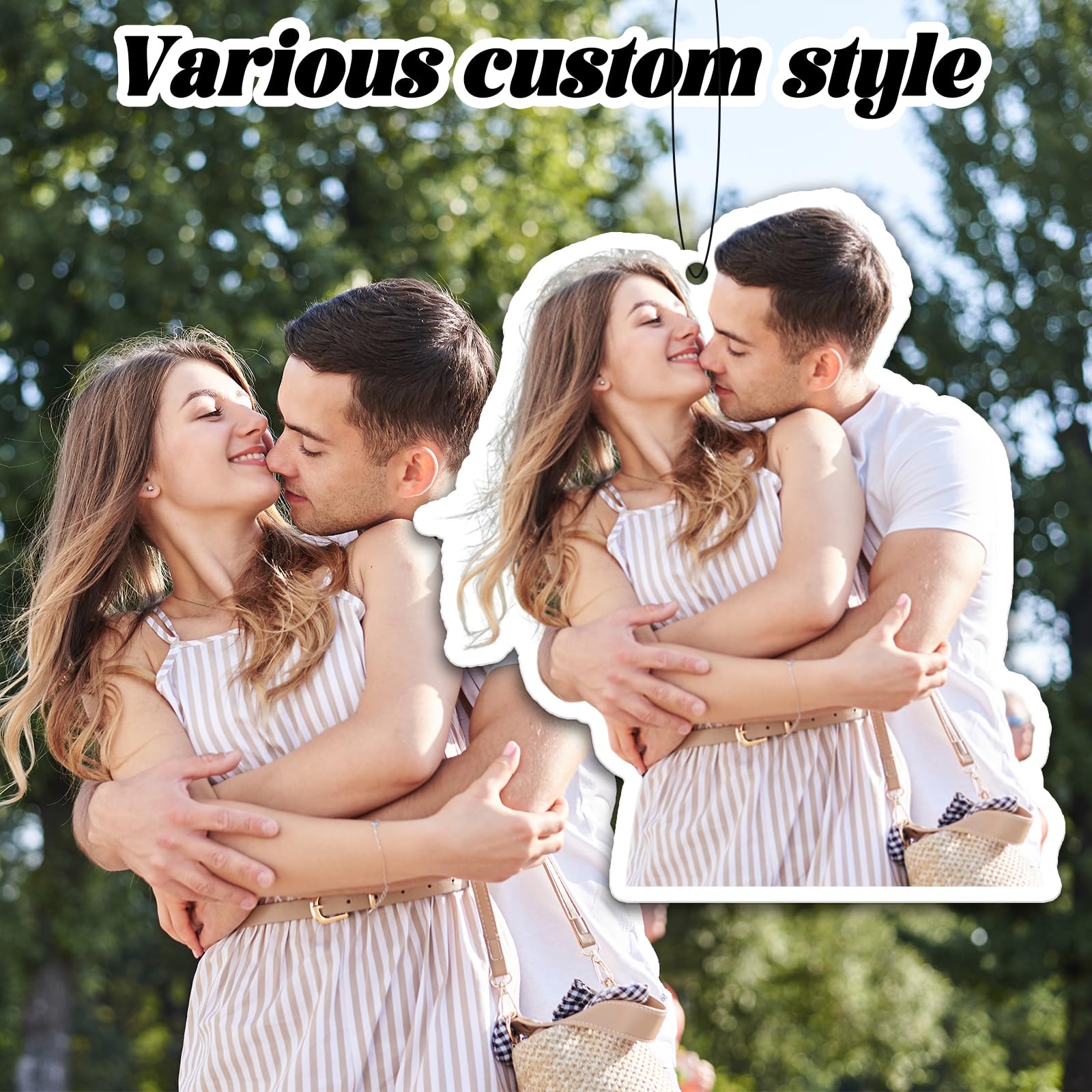 6Pcs Custom Photo Air Fresheners - Double Sided Personalized Car Freshener with Logo, Valentine's Day Gift, Car Accessories for Rear View Mirror | Perfect for Cars, Offices & Home Decor (6pcs-Crop)