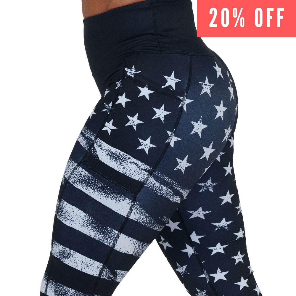 Stars & Stripes Leggings - Patriotic American Flag Yoga Pants for Women - Perfect for 4th of July, Workouts & Casual Wear