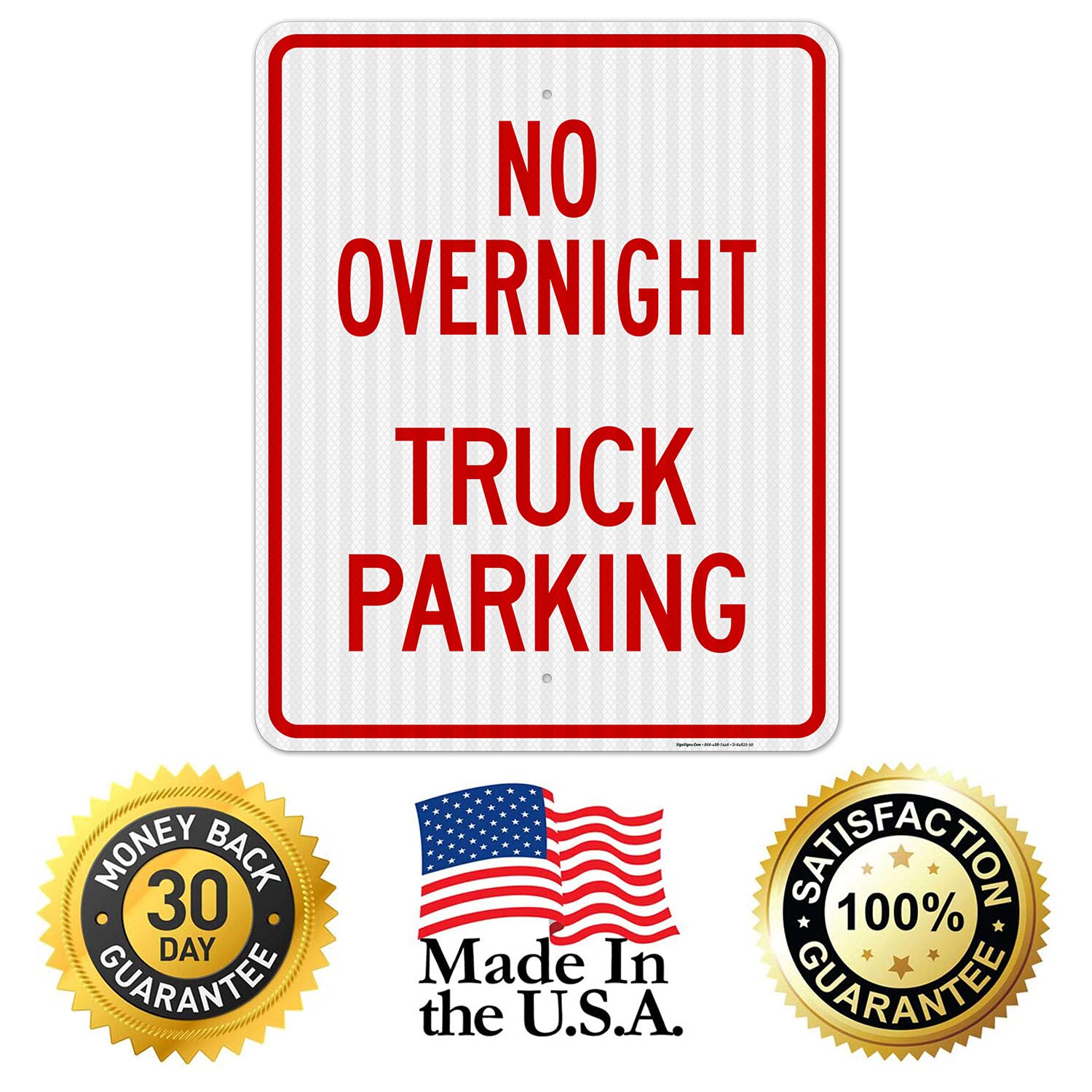 No Overnight Truck Parking Sign - 24x30 Inches, 3M EGP Reflective .080 Aluminum, Fade Resistant, Made in USA - Ideal for Truck Stops, Warehouses & Parking Enforcement Areas