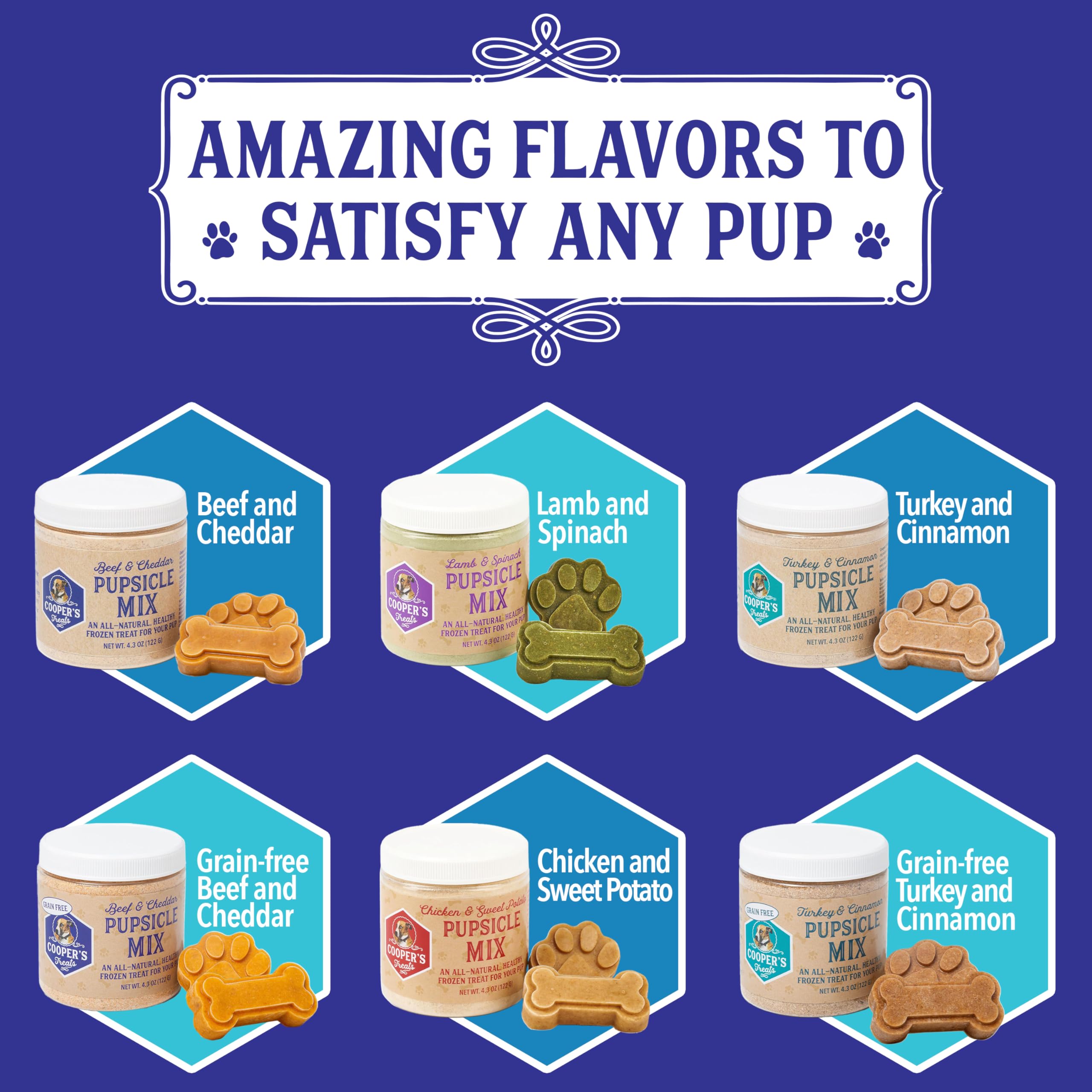 **Cooper's Treats Pupsicle Mix - DIY Frozen Dog Treats - 4.3oz Turkey & Cinnamon Flavor - Refill for Pup Ice Cream & Pupsicle Kits - Perfect for Summer Cooling & Training Rewards**