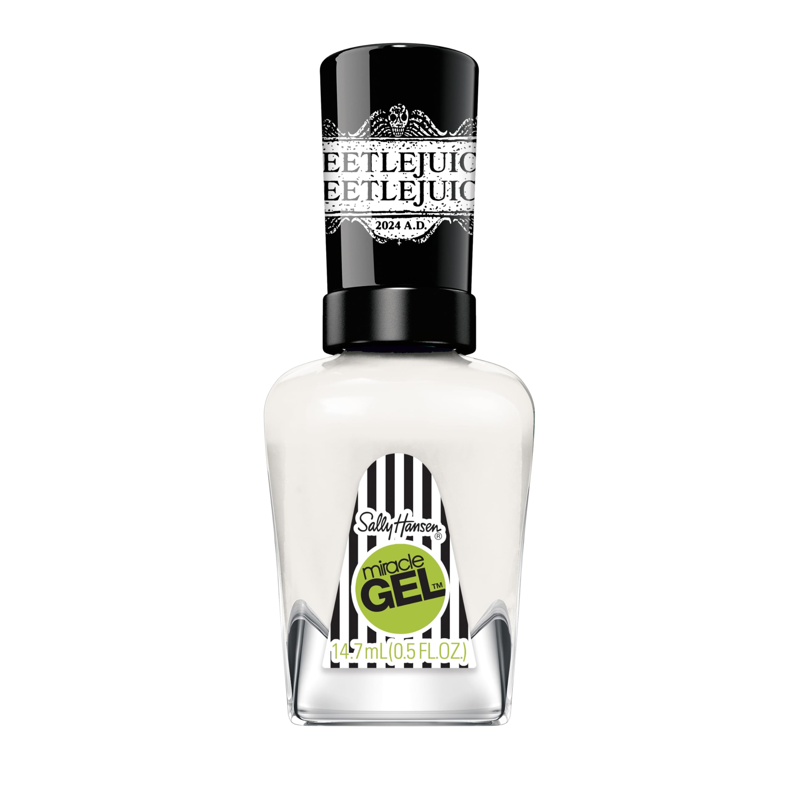 Sally Hansen Miracle Gel Nail Polish - Beetlejuice Tombstone White, Long Lasting Gel-Like Formula, No UV Lamp Needed, Chip-Resistant - Perfect for Halloween Costumes, Gothic Fashion & Everyday Wear