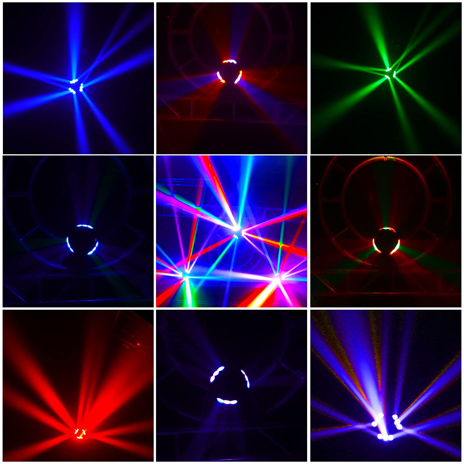 U`King 9 LED Spider Moving Head Lights - 10W RGB Stage Lighting with DMX-512 & Sound Activation (12/19 Channels) | Perfect for Wedding, Disco, Club, and DJ Party Lighting Effects
