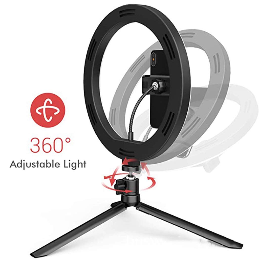 Dimmable LED Ring Light with Tripod Stand & Phone Holder - 3 Color Modes, 360° Adjustable Angle for Makeup, Live Streaming, YouTube Videos, TikTok Content Creation & Photography (Compatible with iPhone/Android)