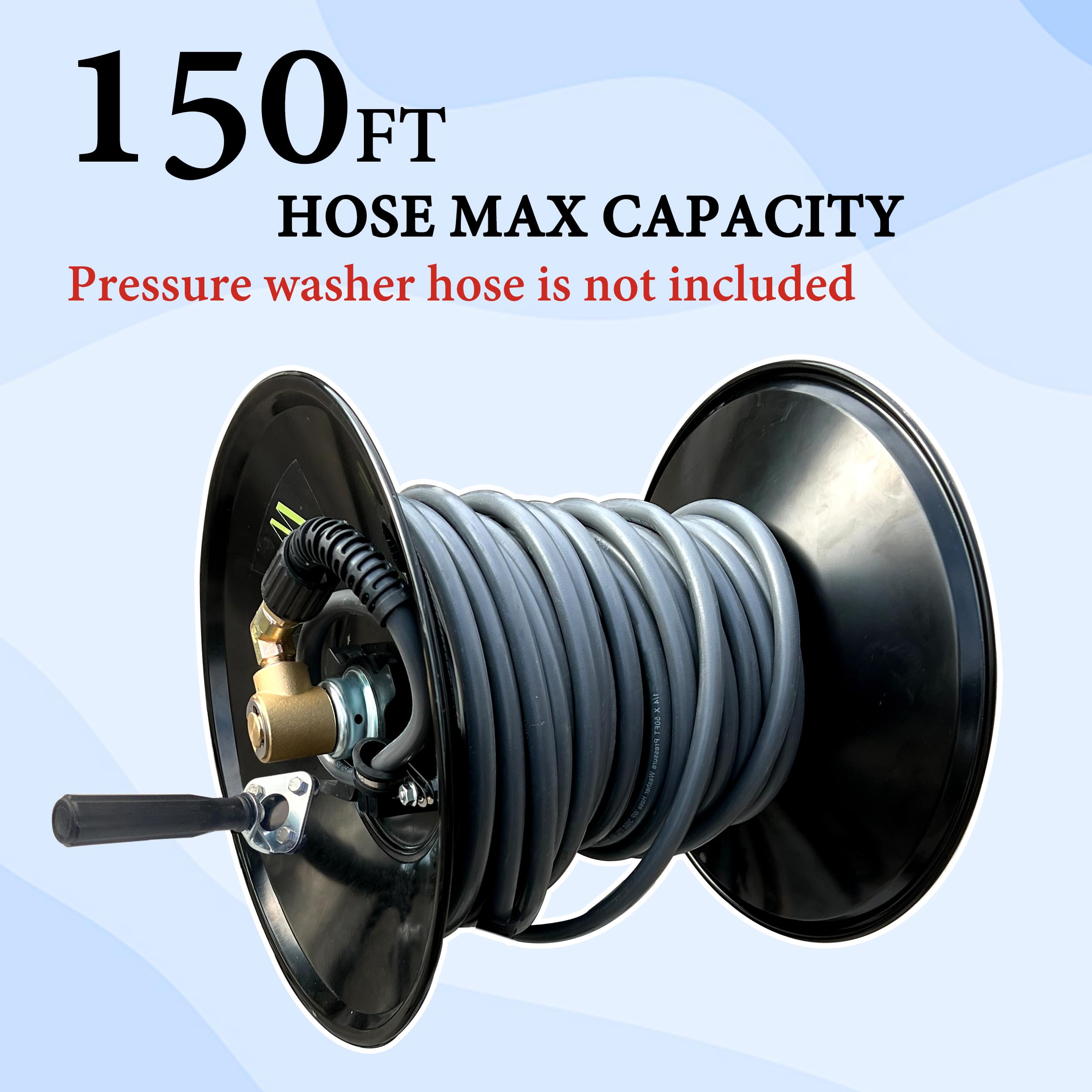 M MINGLE 150ft High Pressure Washer Hose Reel with 100 FT x 1/4
