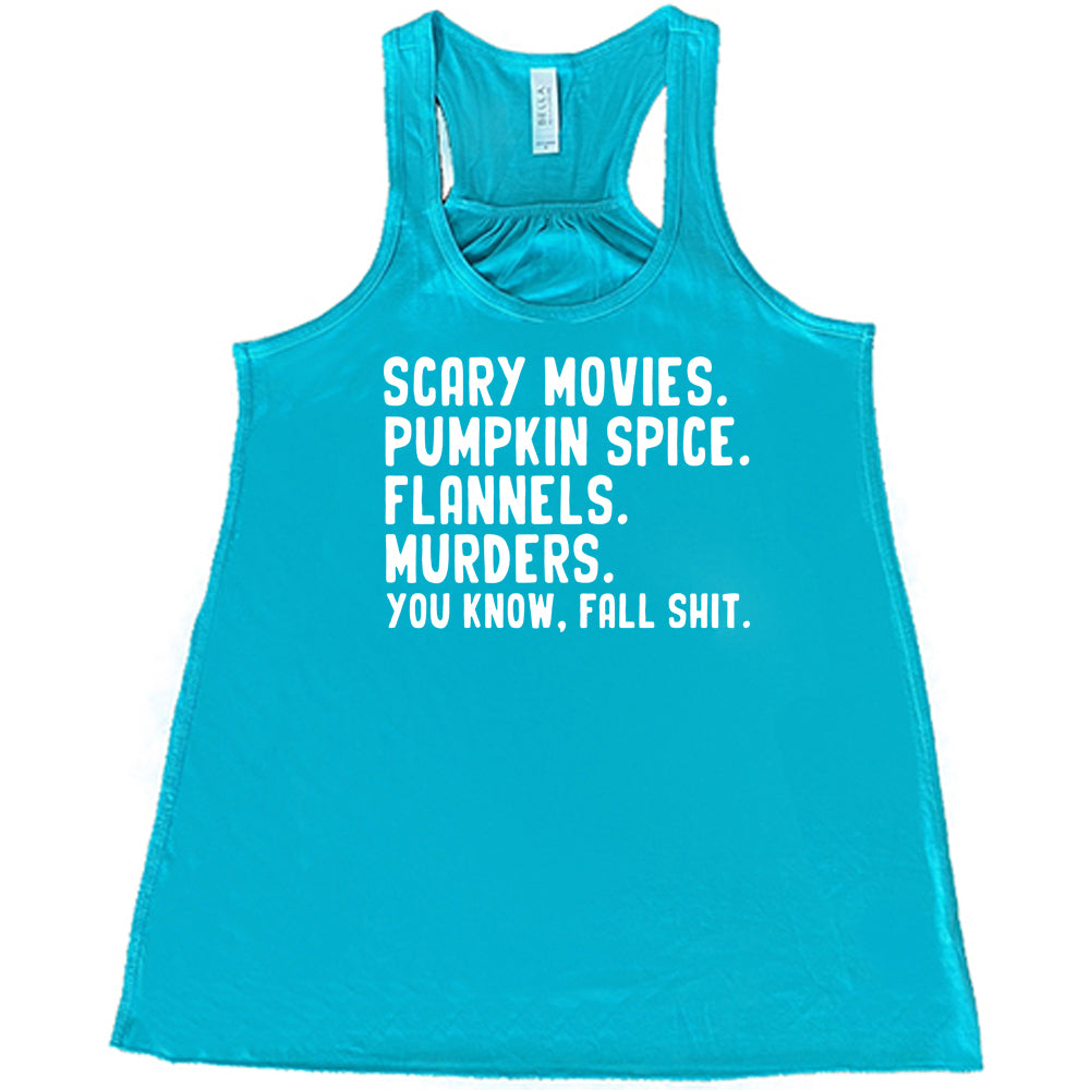 Spooky Halloween Shirt - Scary Movies, Pumpkin Spice & Flannels Design - Funny Autumn Graphic Tee for Fall Parties, Pumpkin Picking & Cozy Seasonal Outfits