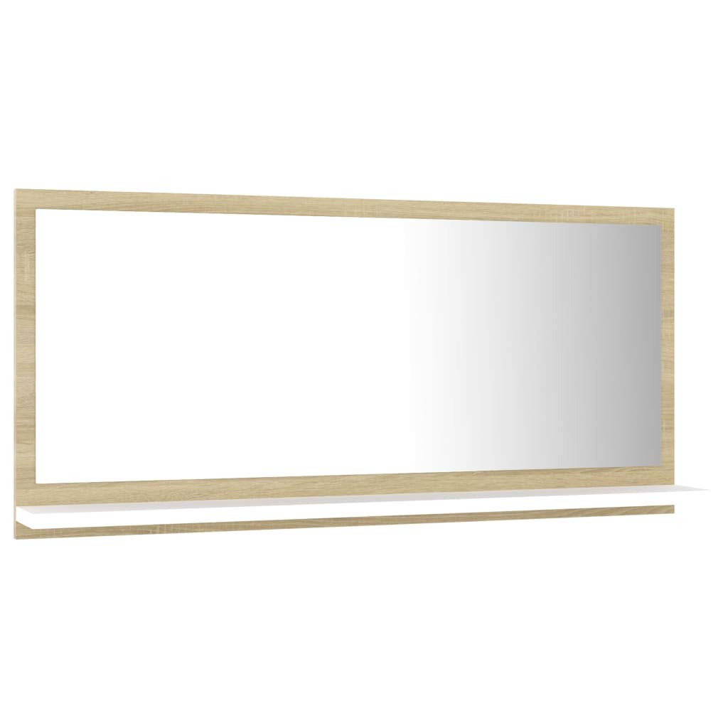 Wall Mounted Acrylic Bathroom Mirror with Open Shelves - 31.5