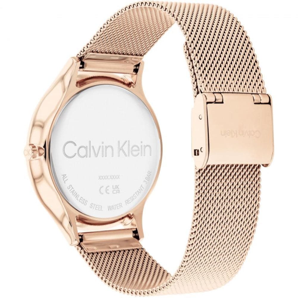Calvin Klein Women's Rose Gold Watch with Milanese Strap - Elegant Rose Gold Dial, Minimalist Design for Everyday Wear & Special Occasions | Model 25200002