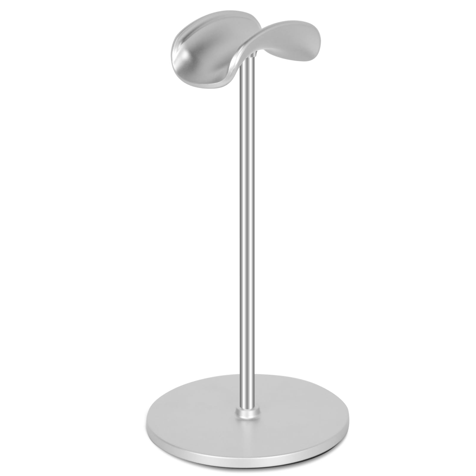 Premium Aluminum & ABS Gaming Headphone Stand - Curved Headset Holder with Sturdy Base for Desk Organization | Perfect for Gamers, Streamers & Office Workspaces (Silver)