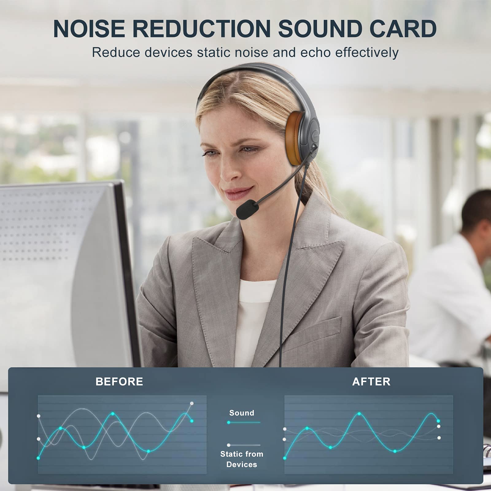 Premium USB Headset for Zoom & Microsoft Teams Meetings - Noise-Canceling Over-Ear Headphones with Mic Mute Button & Volume Control - Ideal for Video Conferencing, Remote Work & Dragon Speech Recognition (Blue)
