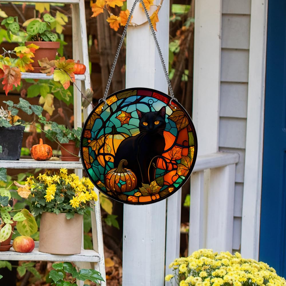 MATIHAY Black Cat Acrylic Window Hanging - Cute Cat Wall Decor for Cat Lovers, Halloween Fall Christmas Home Decor, Cafe Decoration - Perfect for Living Room, Bedroom, Office & Gift Giving