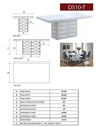 Kings Brand Furniture - Milan 7-Piece White Modern Rectangle Dining Table Set with 6 Blue Vinyl Chairs for Small Space, Kitchen, Breakfast Nook & Apartment Dining Room