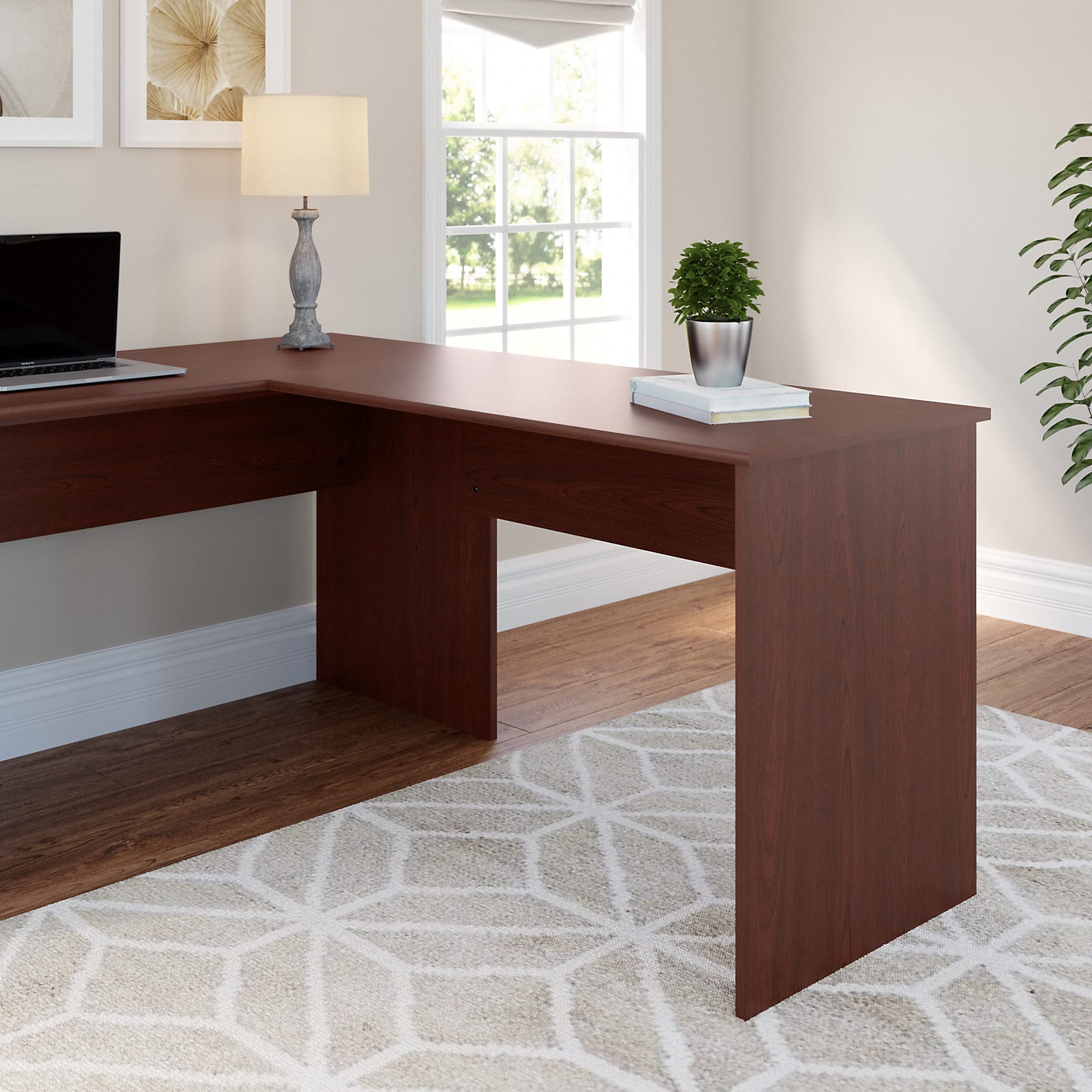 Bush Furniture Cabot 42W L-Shaped Computer Desk with Return in Harvest Cherry - Perfect for Home Office, Gaming Setup & Small Workspace