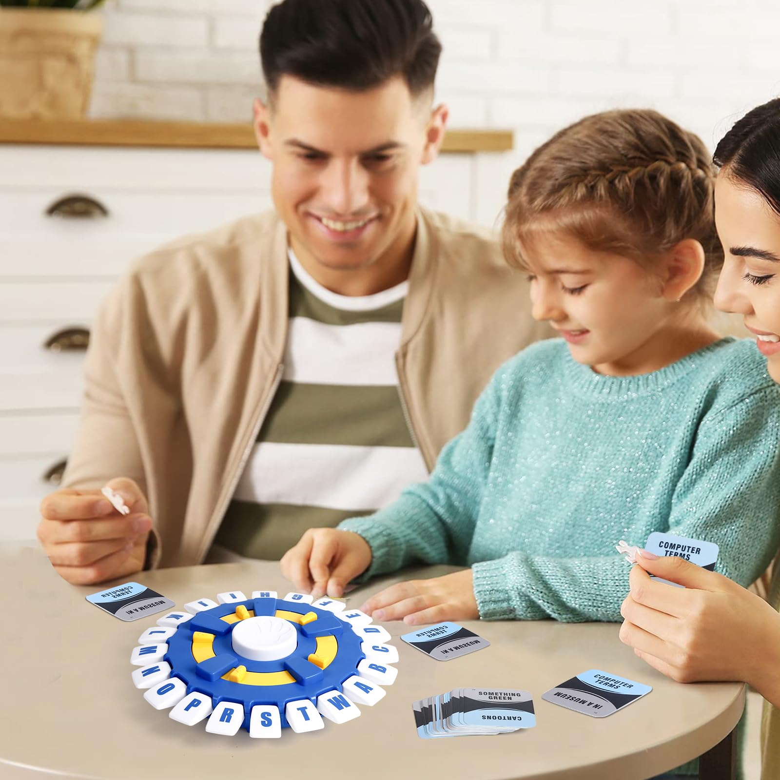 Fast-Paced Word Game Timer for Adults & Families - Portable Card Game with Countdown Challenge, Educational Learning Game for All Ages (Blue & White) - Perfect for Parties, Family Gatherings & Brain Training