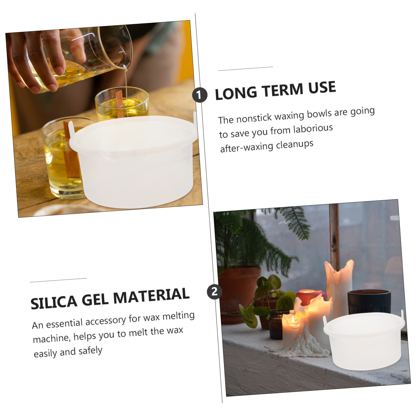 FOMIYES 2-Pack Silicone Wax Warmer for Hair Removal - Wax Melting Bowl & Pot for Wax Beads, Candle Wax - Perfect for Home Waxing, Salon Use, and DIY Beauty Treatments