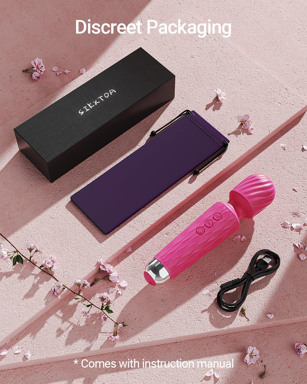 Powerful Waterproof Rose Vibrator Wand for Women - 8 Speeds & 20 Patterns Clitoral Stimulator, G-Spot Massager - Perfect for Solo Play, Couples & Sensual Relaxation