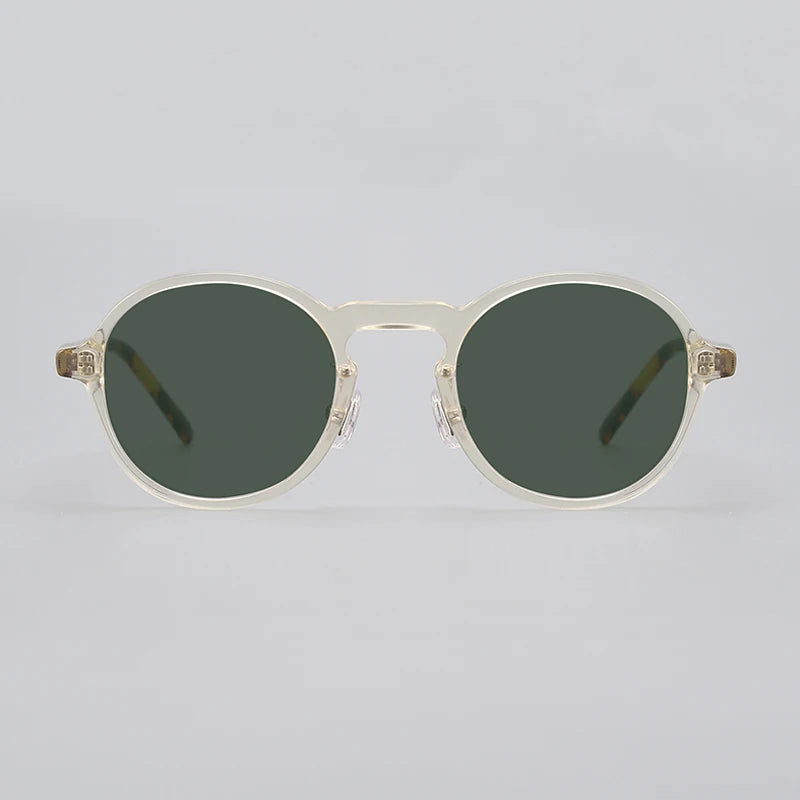 Black Unisex Full Rim Round Acetate Polarized Sunglasses 14543 - UV Protection for Driving, Beach & Outdoor Activities